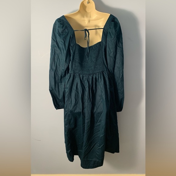 Ava + Viv inky indigo teal square neck puff long sleeve midi dress 2x moody fall - Picture 3 of 5